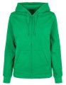 Dames Hooded Sweater Build Your Brand Basic Full Zip Grass Green